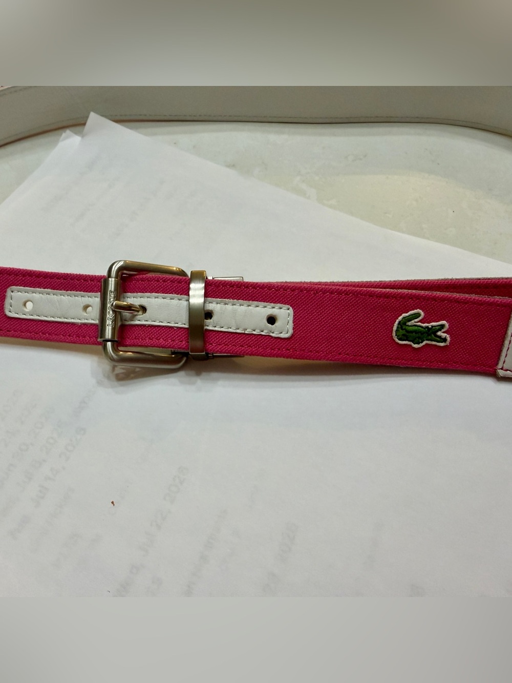 Lacoste Pink Canvas & Leather Belt